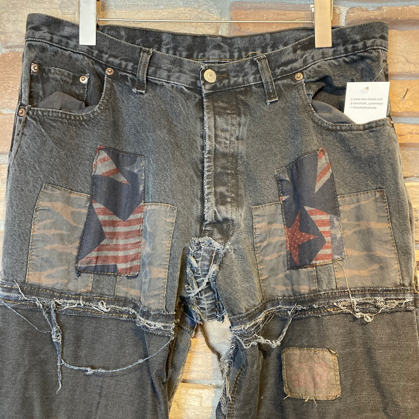 Reworked Levi's Patchwork Black Jeans