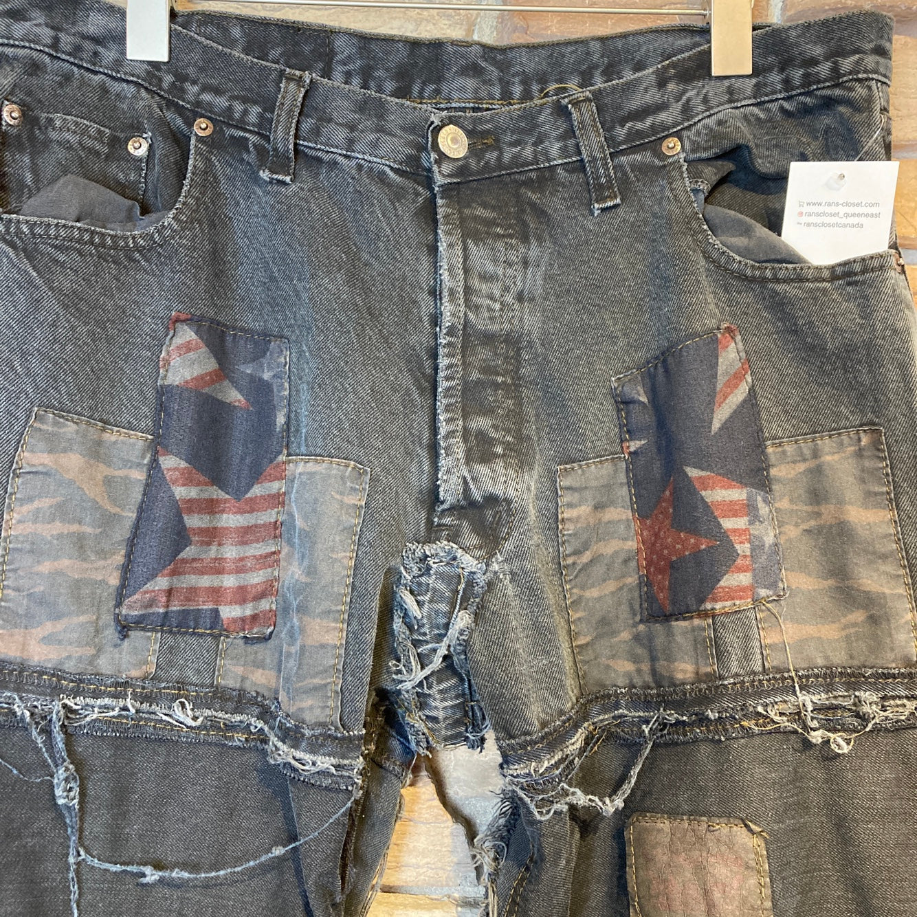 Reworked Levi's Patchwork Black Jeans
