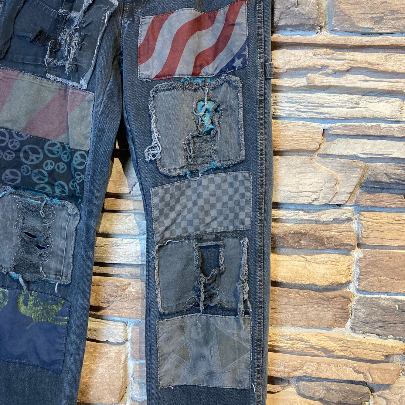 Reworked Blue Mountain Patchwork Black Jeans