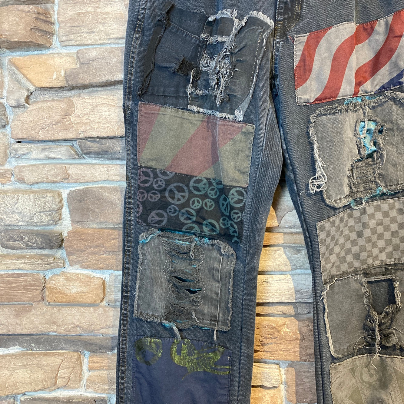 Reworked Blue Mountain Patchwork Black Jeans