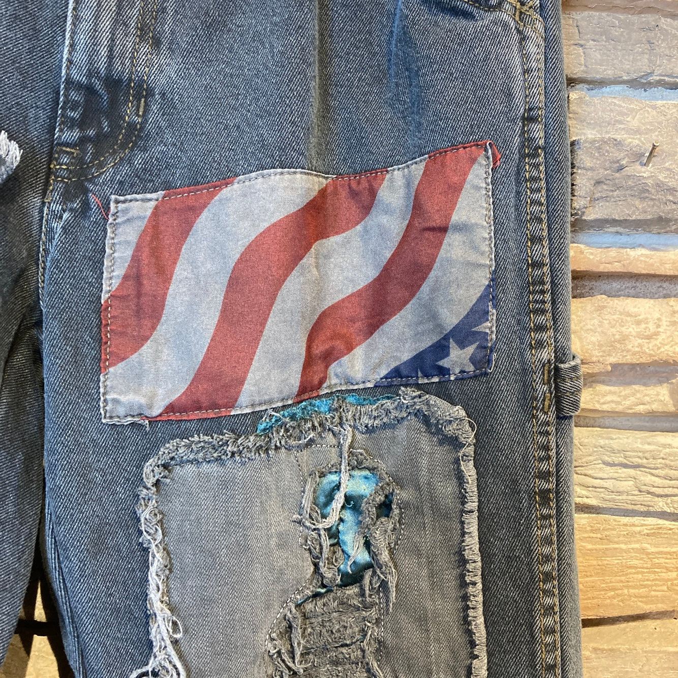 Reworked Blue Mountain Patchwork Black Jeans