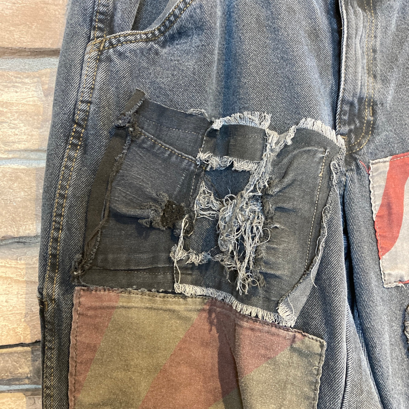 Reworked Blue Mountain Patchwork Black Jeans