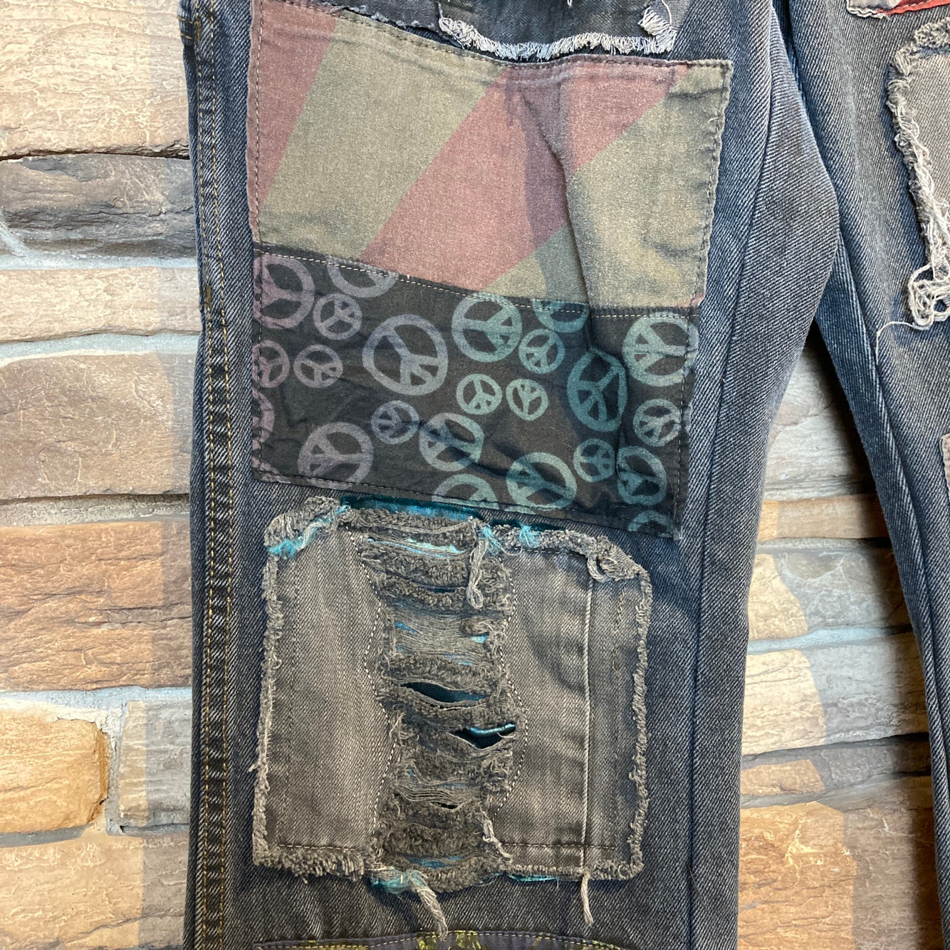 Reworked Blue Mountain Patchwork Black Jeans