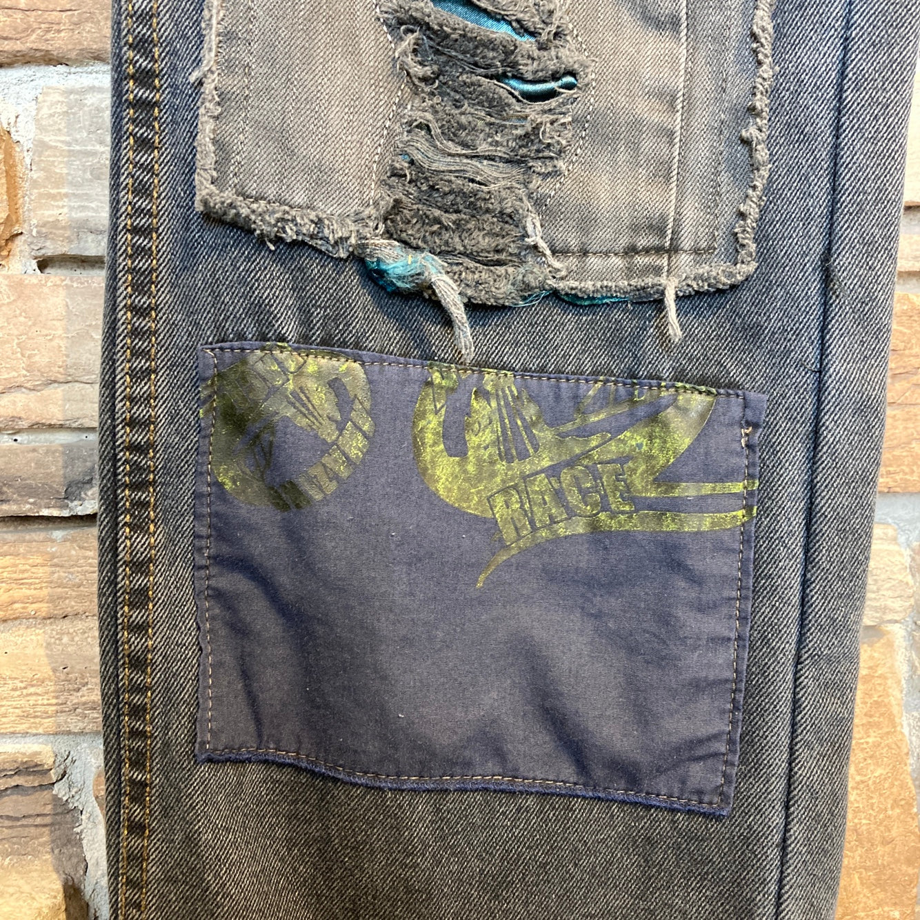 Reworked Blue Mountain Patchwork Black Jeans