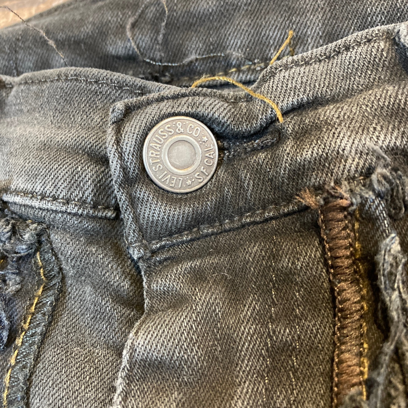 Reworked Levi's Black Patchwork Jeans