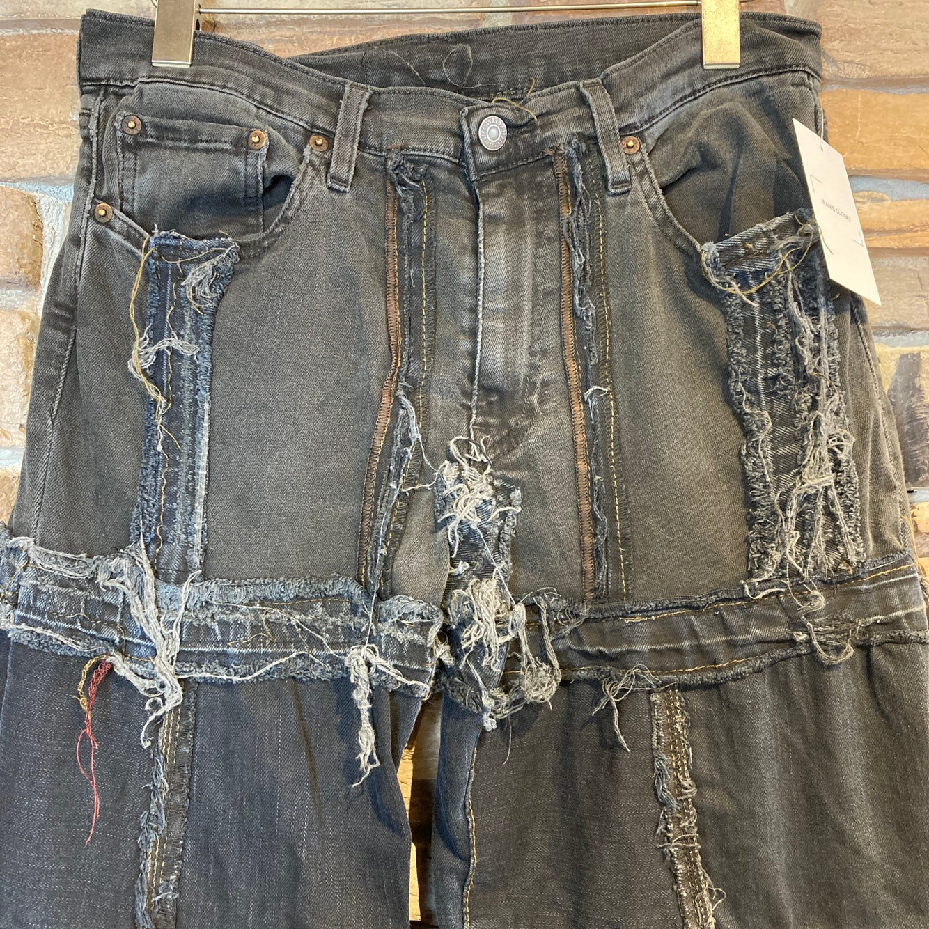 Reworked Levi's Black Patchwork Jeans
