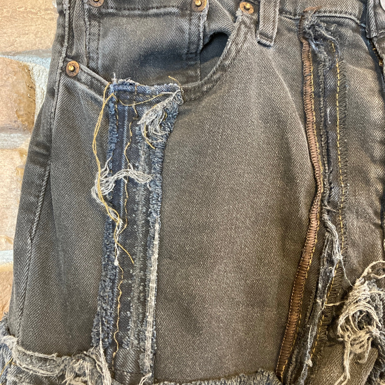 Reworked Levi's Black Patchwork Jeans