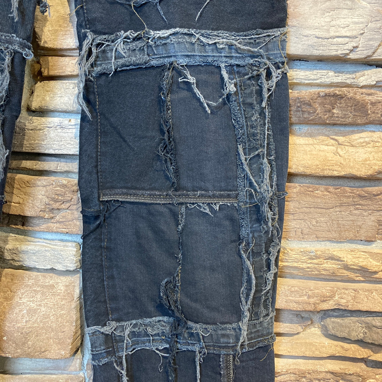 Reworked Levi's Black Patchwork Jeans