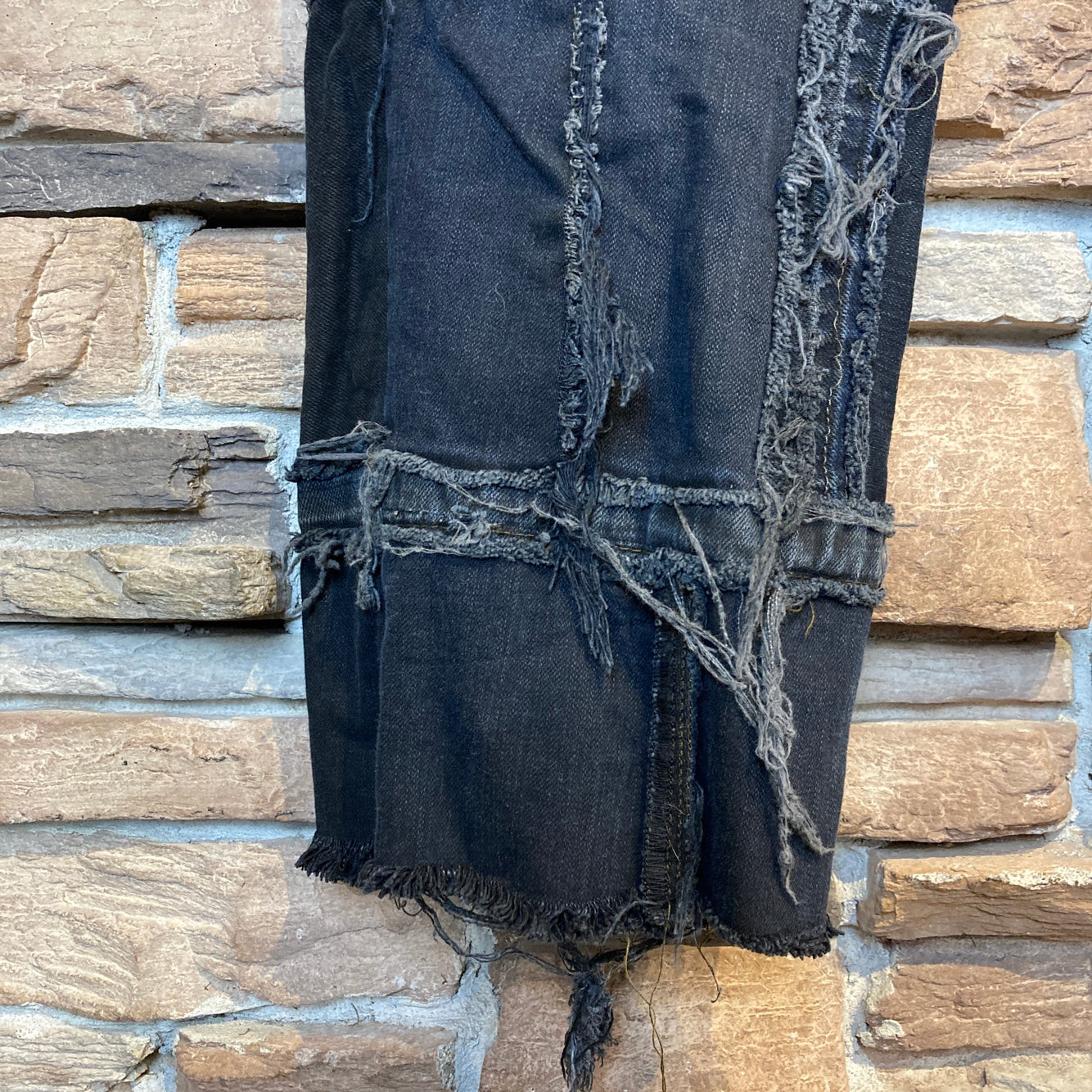 Reworked Levi's Black Patchwork Jeans