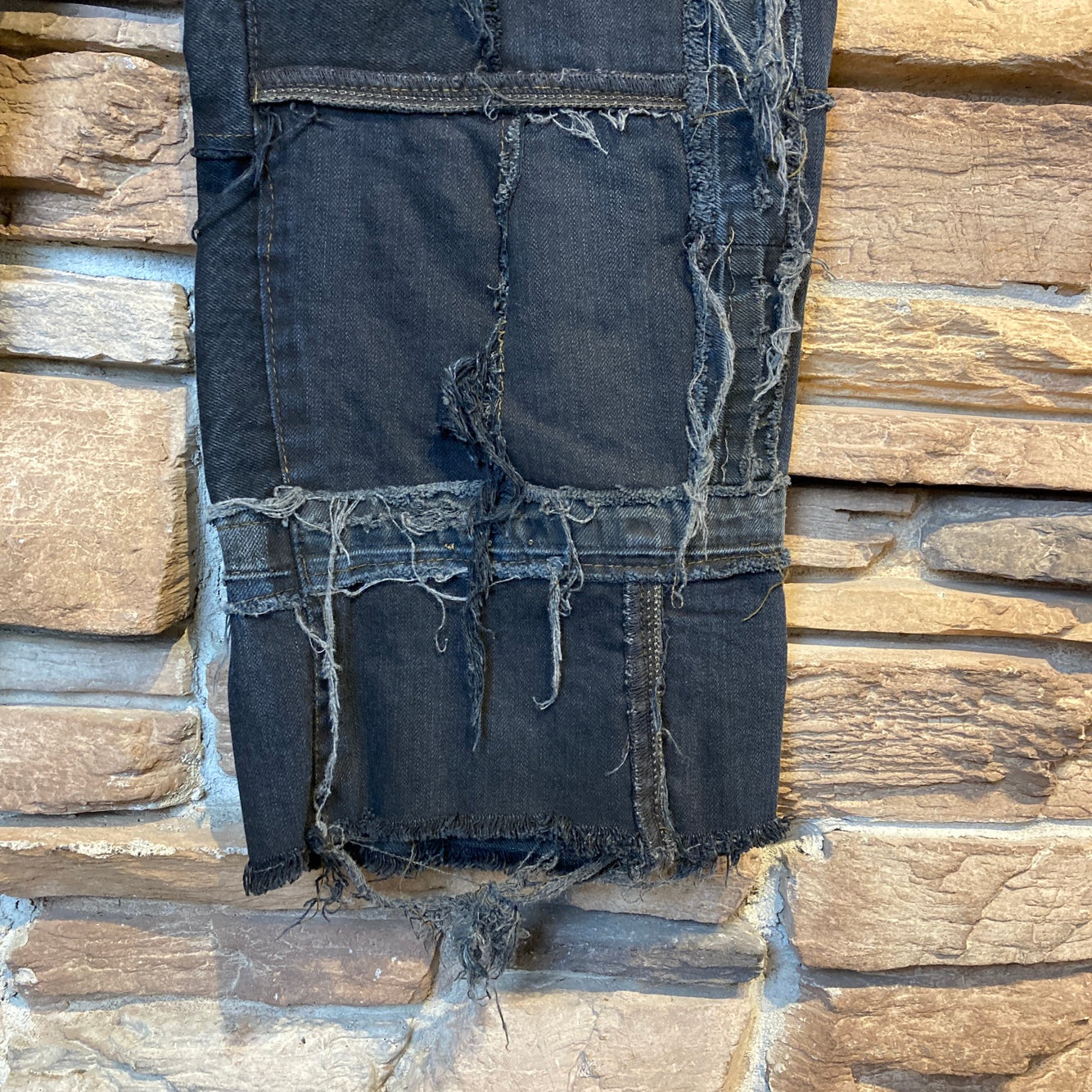 Reworked Levi's Black Patchwork Jeans