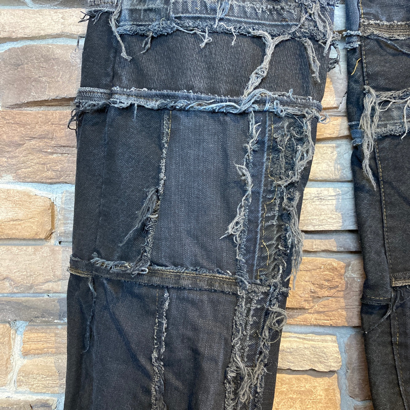 Reworked Levi's Black Patchwork Jeans