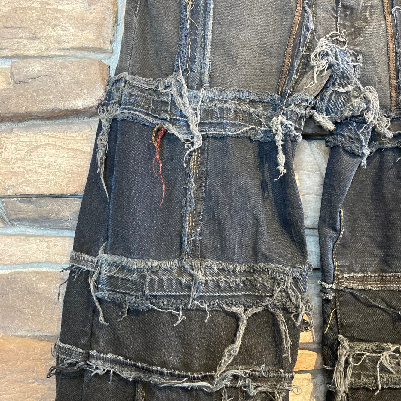 Reworked Levi's Black Patchwork Jeans