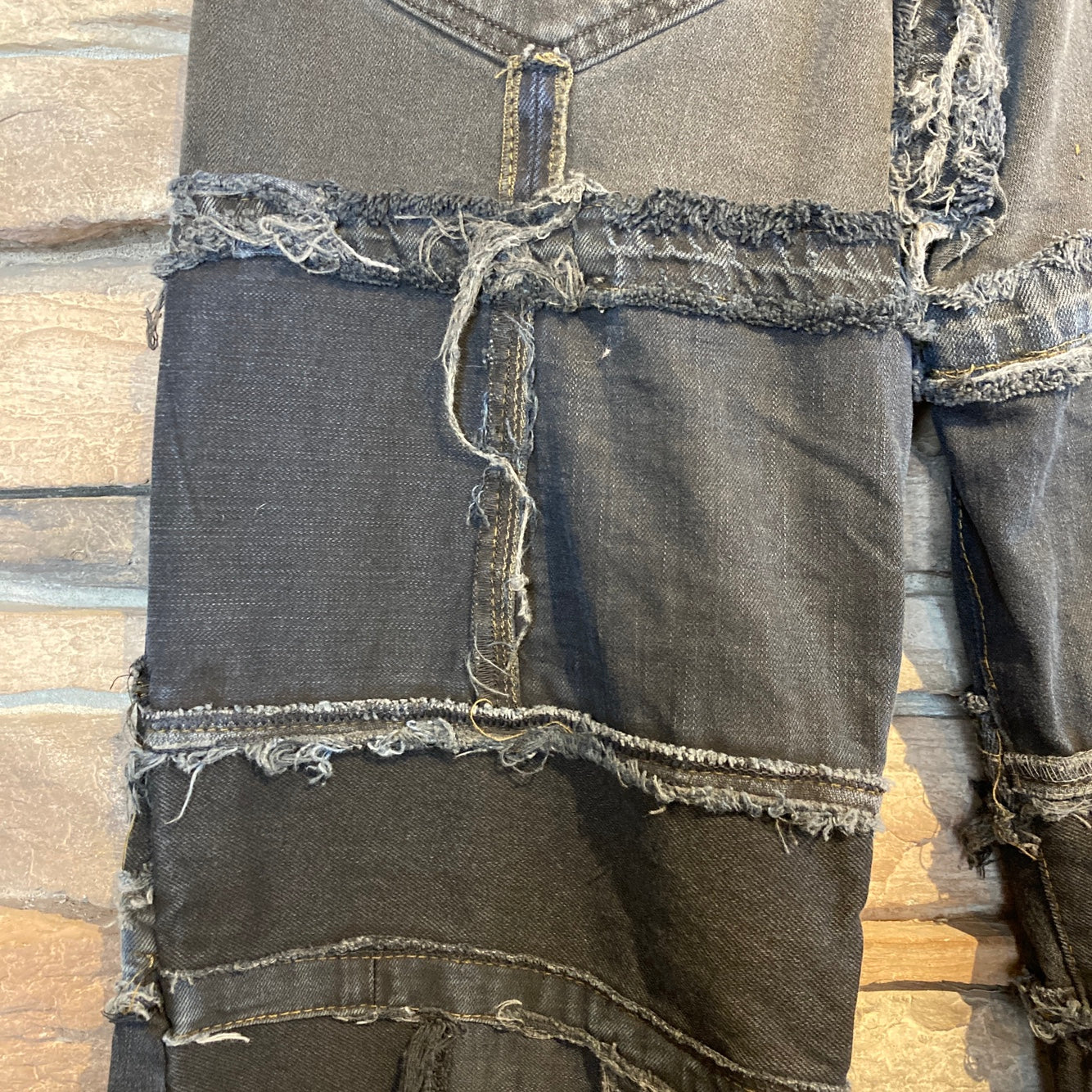 Reworked Levi's Black Patchwork Jeans
