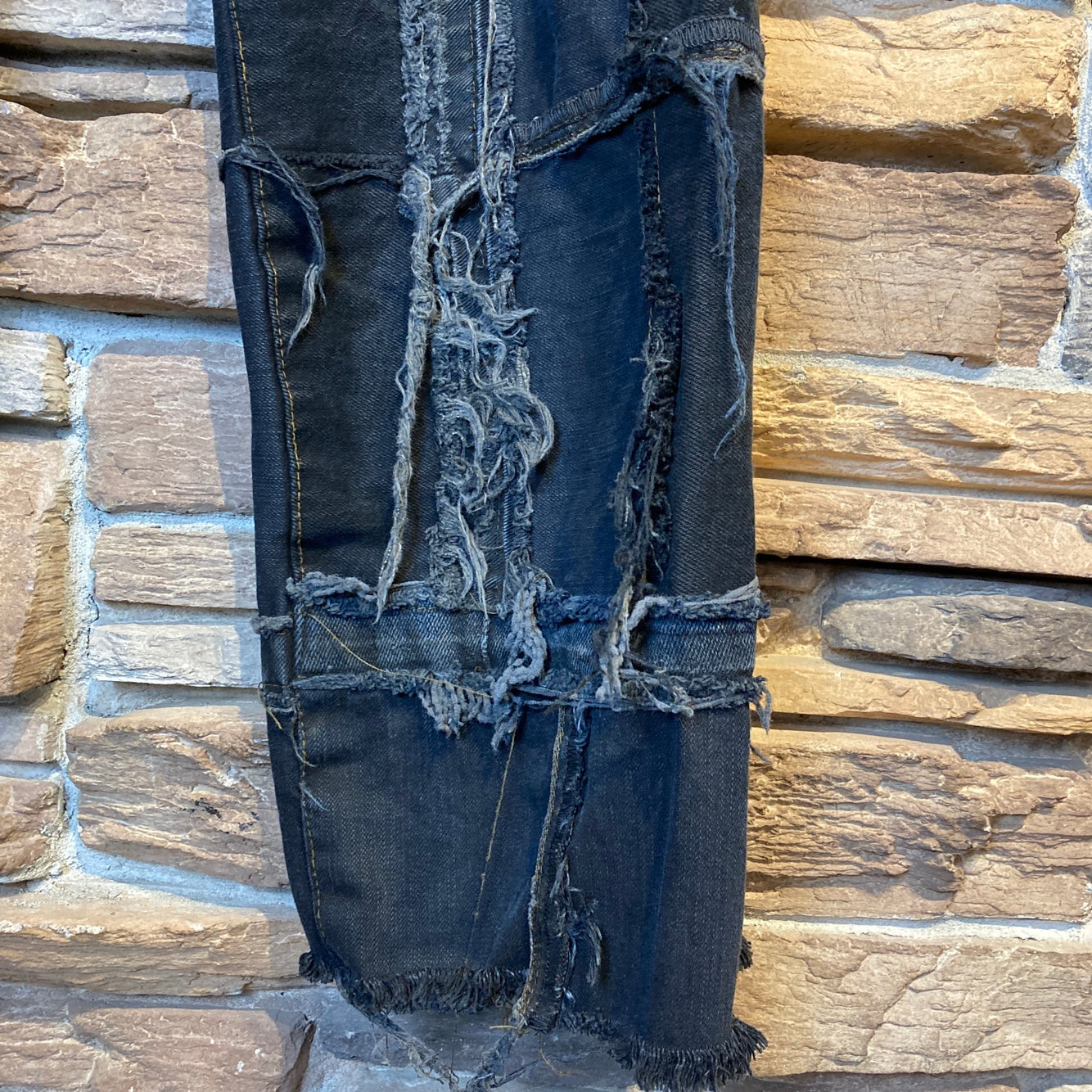 Reworked Levi's Black Patchwork Jeans