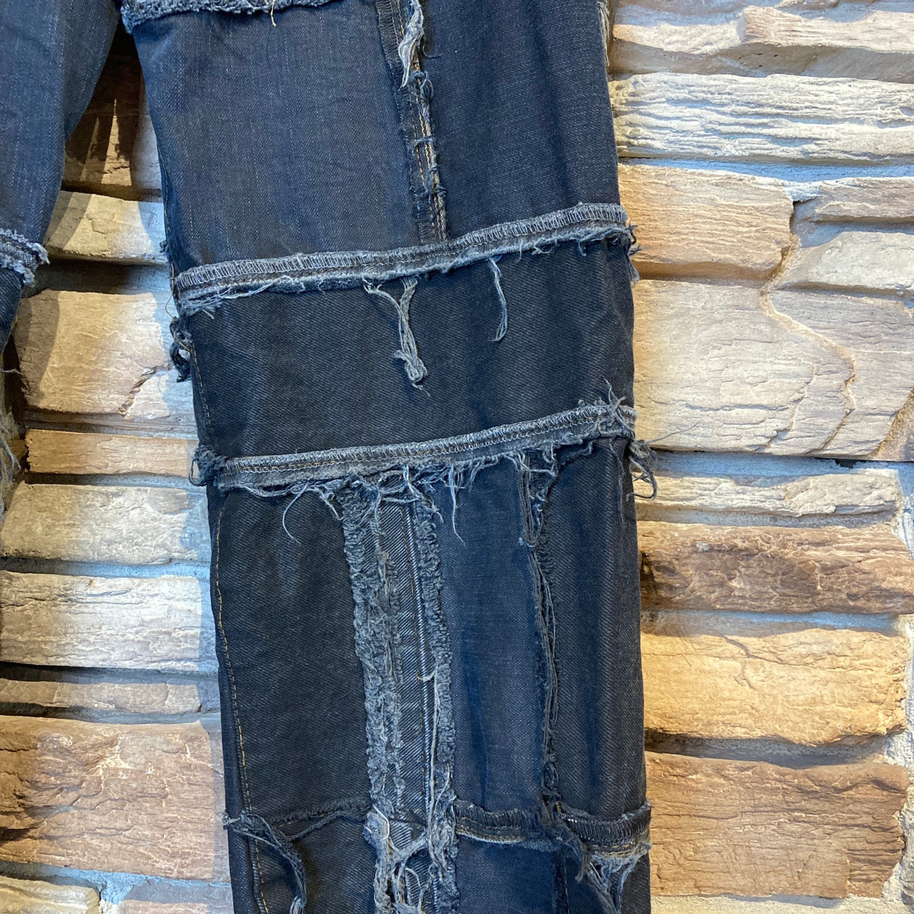Reworked Levi's Black Patchwork Jeans