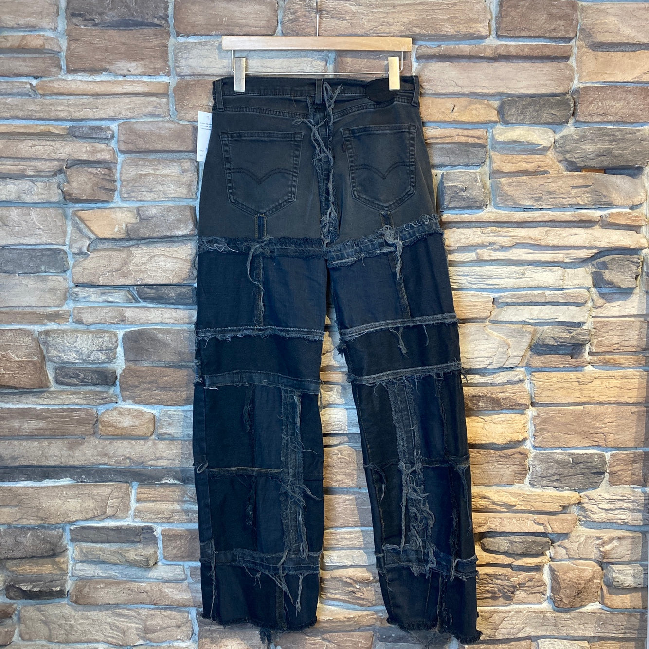 Reworked Levi's Black Patchwork Jeans