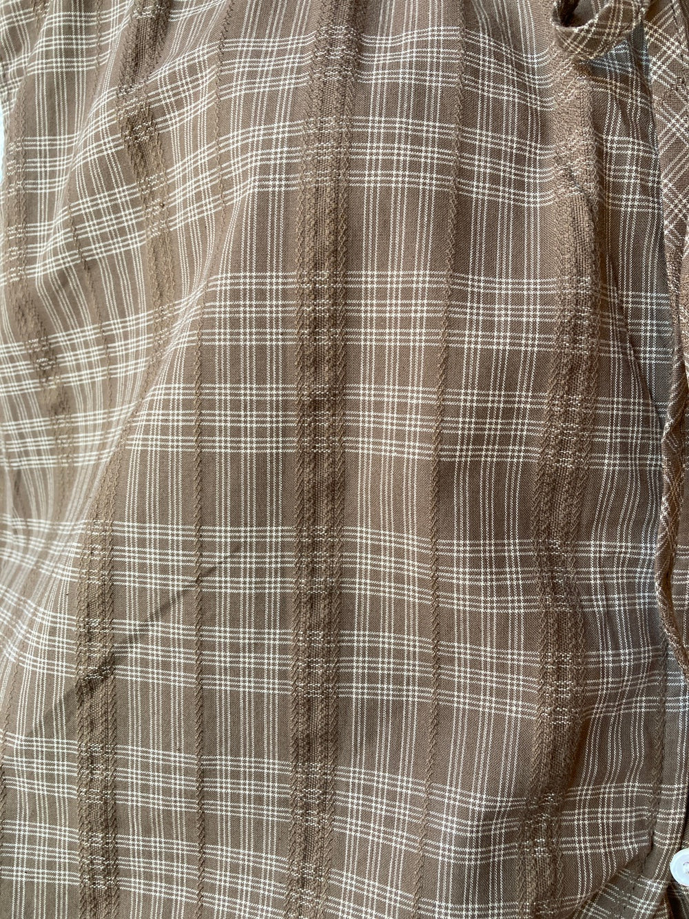 Lace Detail Plaid Short Sleeve Blouse