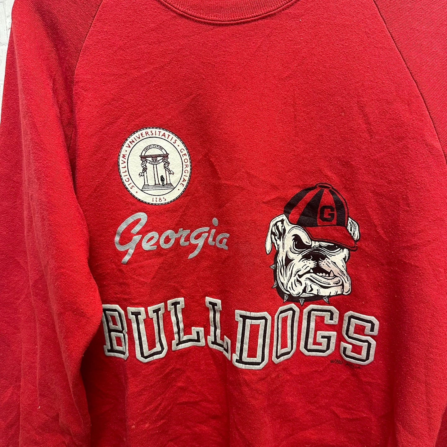 Vintage 1990 Georgia Bulldogs Red Graphic Sweatshirt