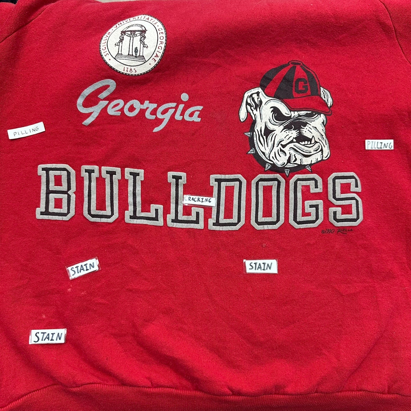Vintage 1990 Georgia Bulldogs Red Graphic Sweatshirt