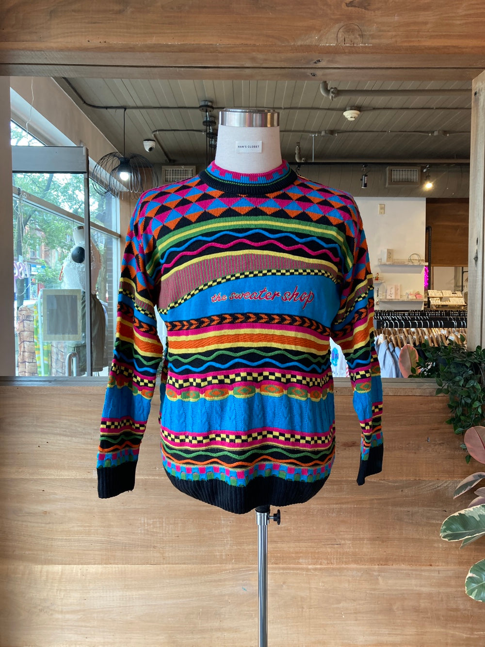 Vintage The Sweater Shop Bright Colours 3-D Knit Sweater Made in