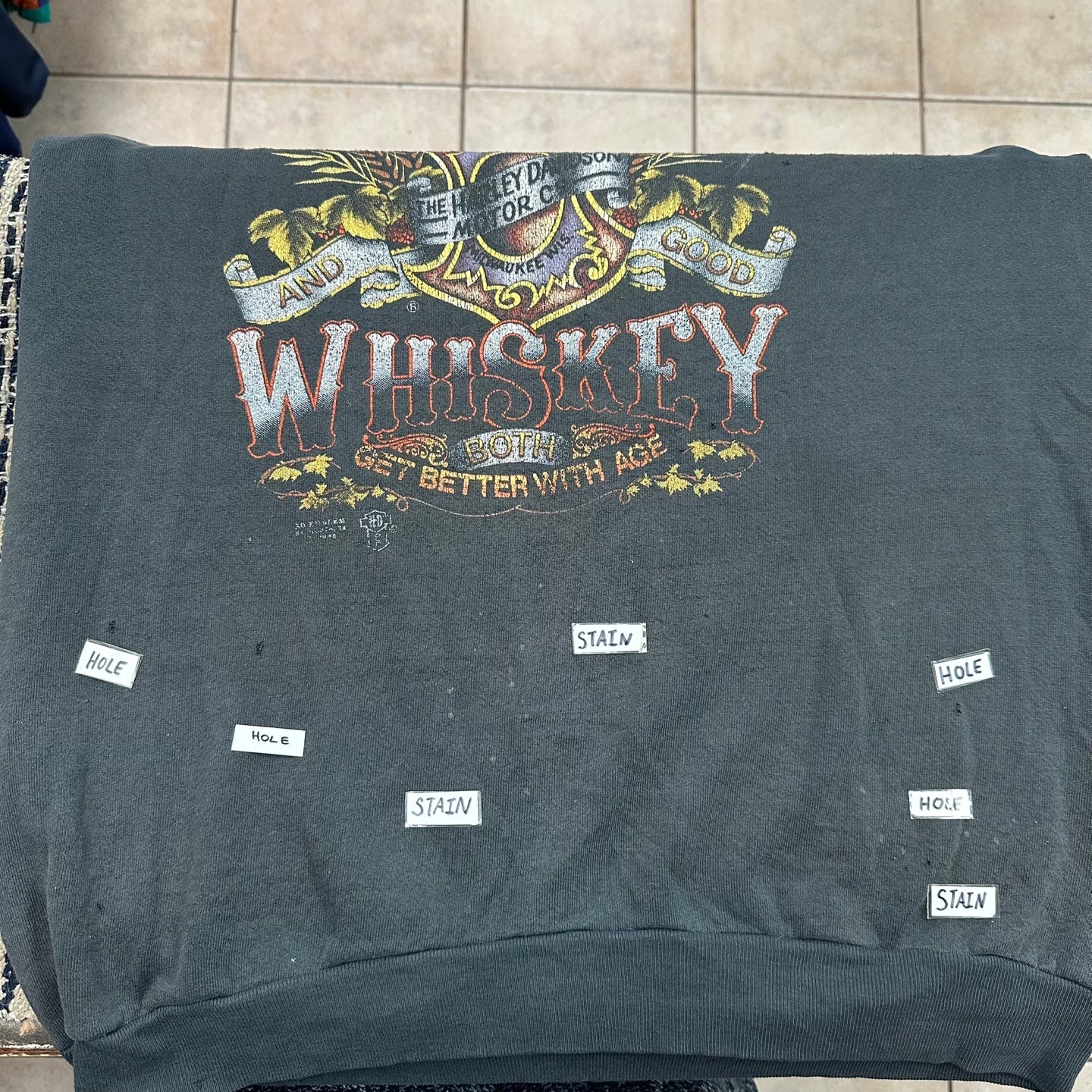 Vintage 3D Emblem Harley Davidson Distressed Crewneck