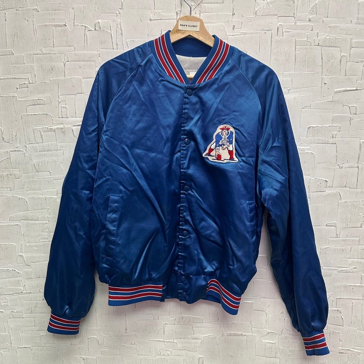 Vintage NFL New England Patriots Satin Blue Bomber Jacket – Ran's