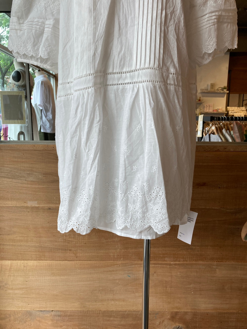 White Eyelet Detail Tunic Dress with Slip