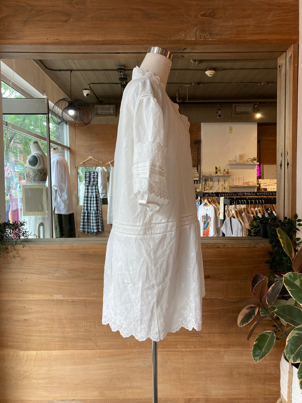 White Eyelet Detail Tunic Dress with Slip