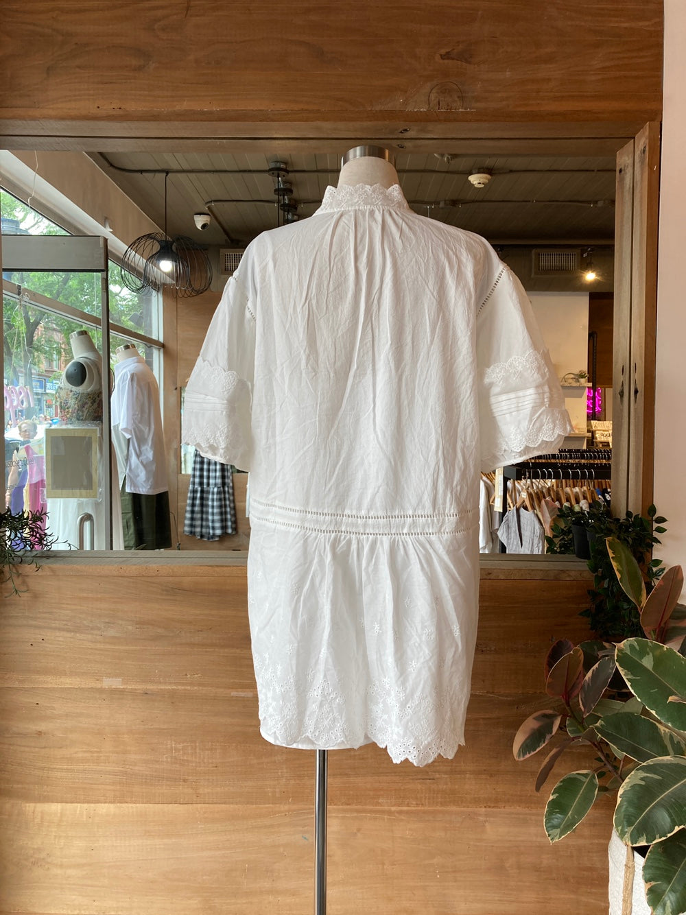 White Eyelet Detail Tunic Dress with Slip