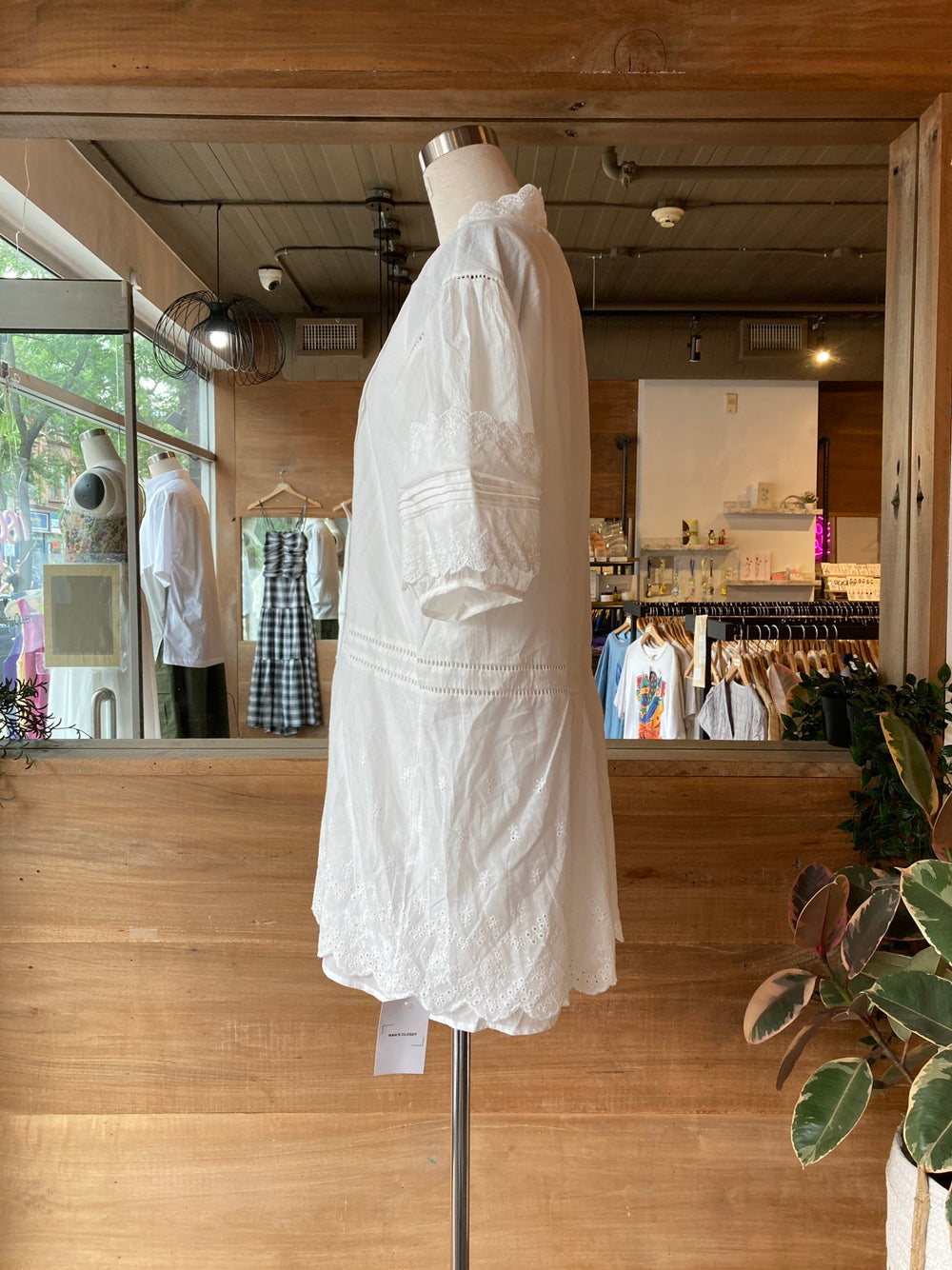 White Eyelet Detail Tunic Dress with Slip