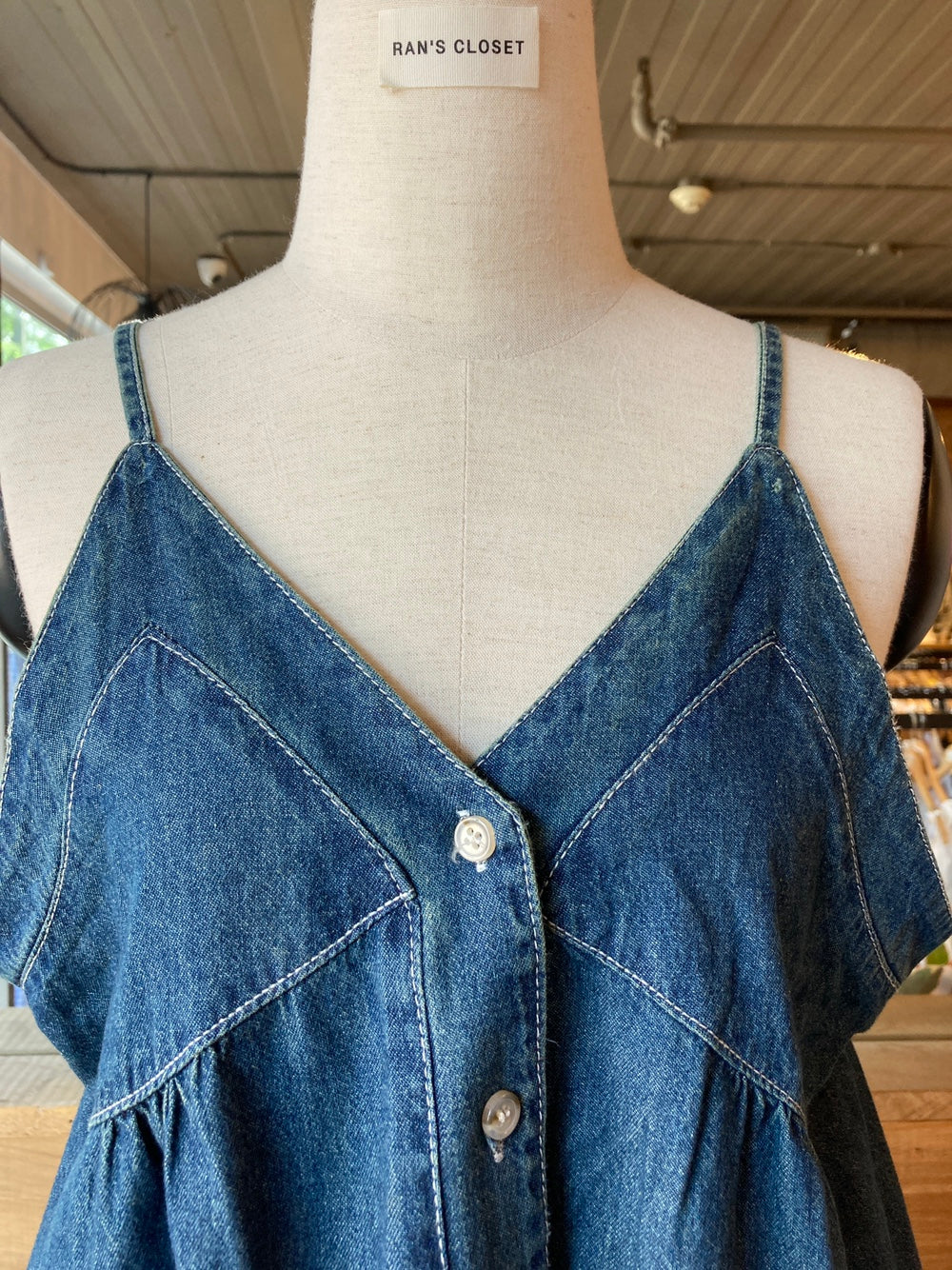 Button Front Denim Tank Top