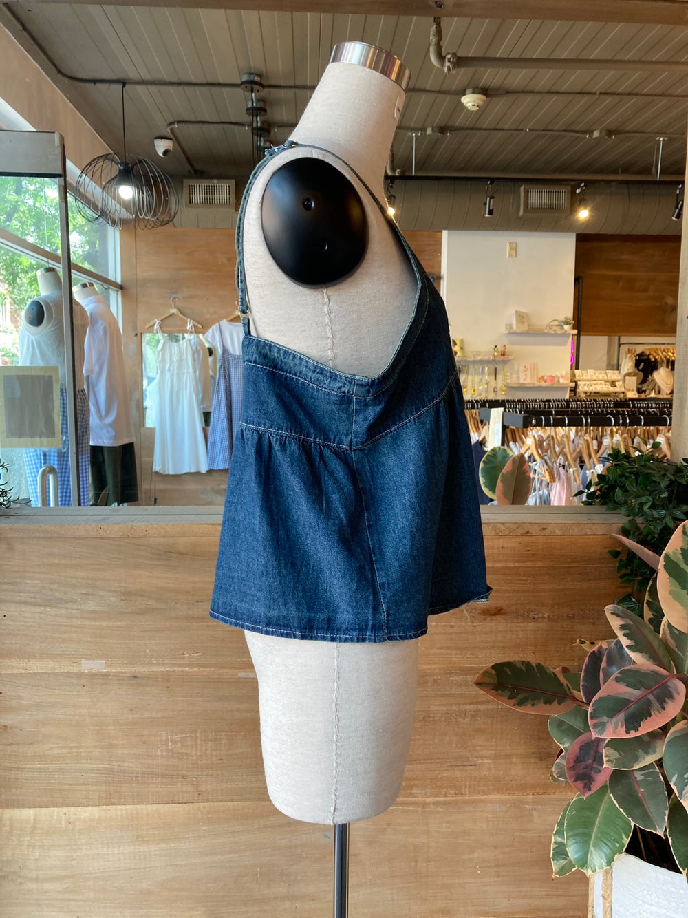Button Front Denim Tank Top