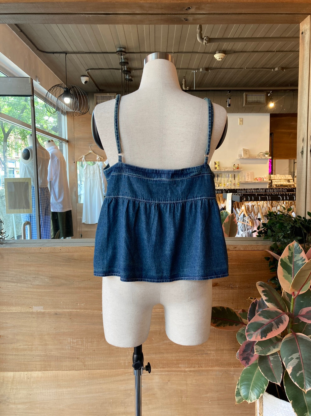 Button Front Denim Tank Top