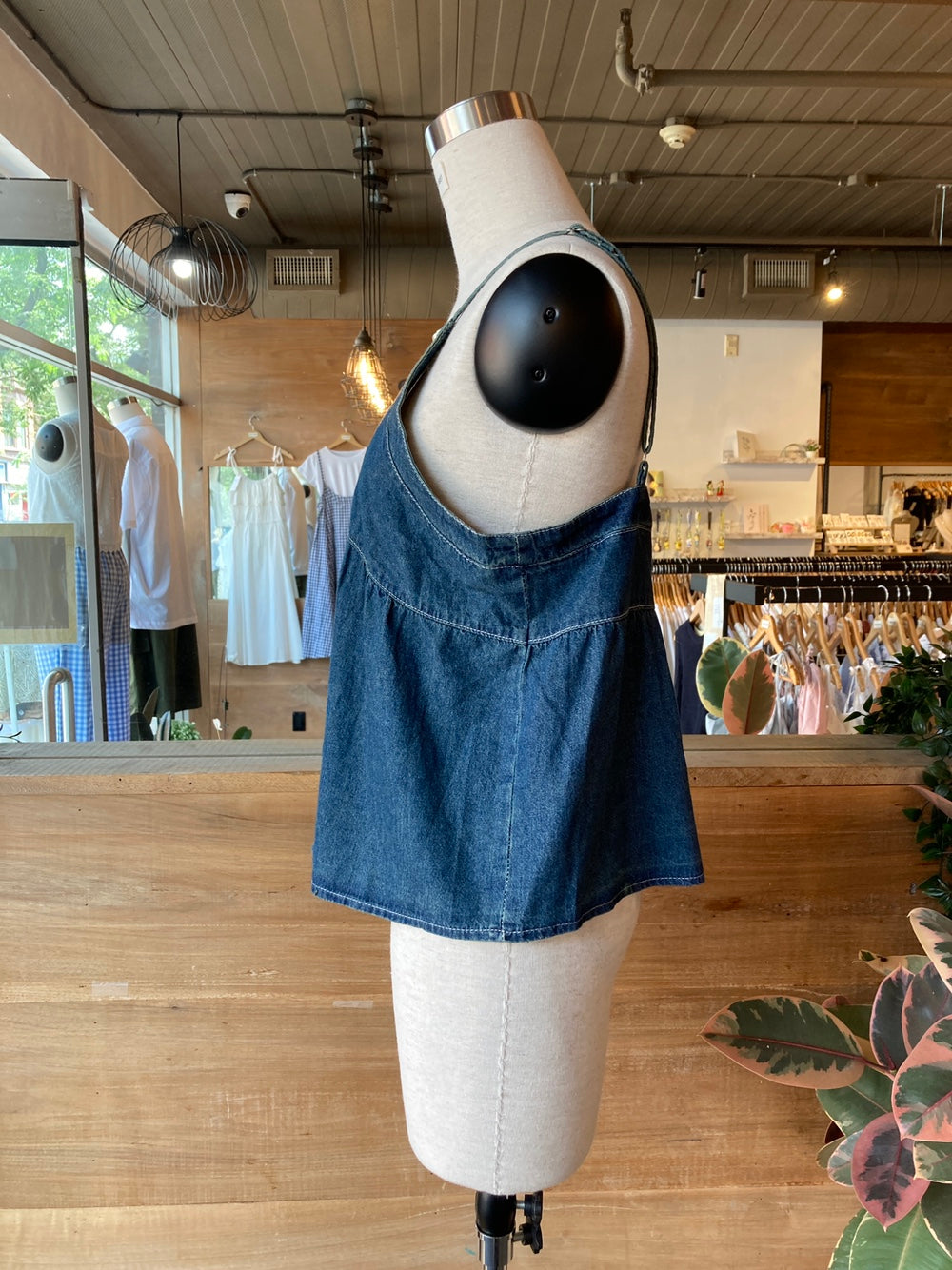 Button Front Denim Tank Top