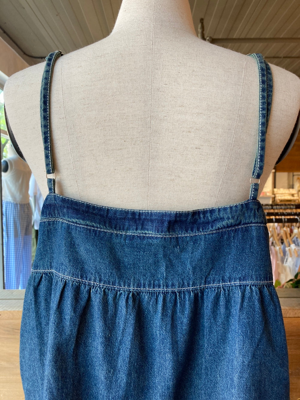 Button Front Denim Tank Top