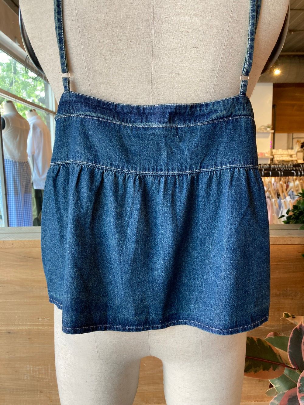 Button Front Denim Tank Top