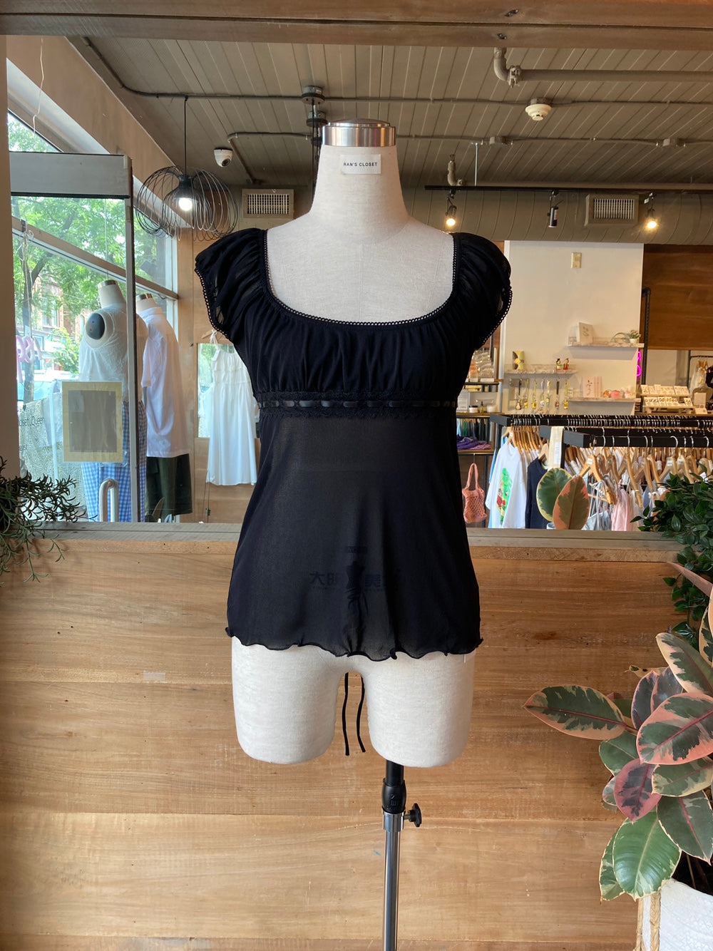 Mesh Empire Waist Blouse Top