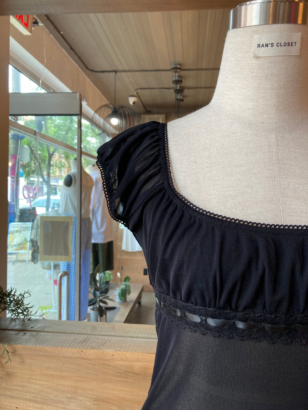 Mesh Empire Waist Blouse Top