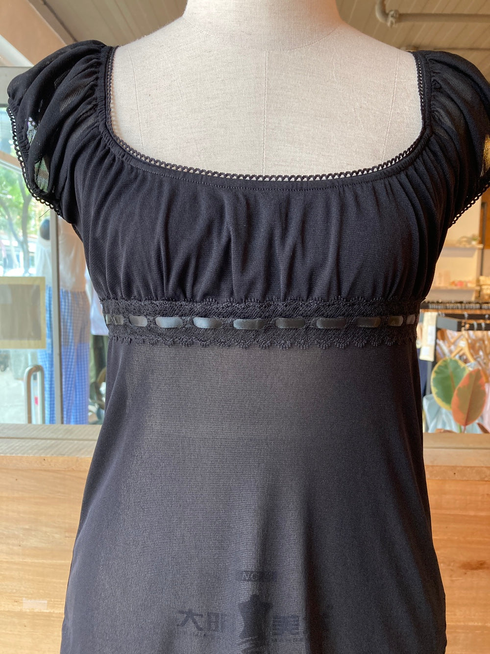 Mesh Empire Waist Blouse Top