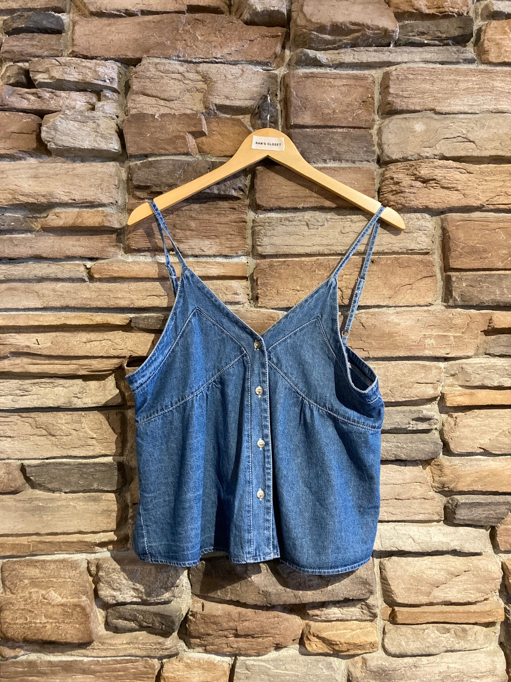 Button Front Denim Tank Top