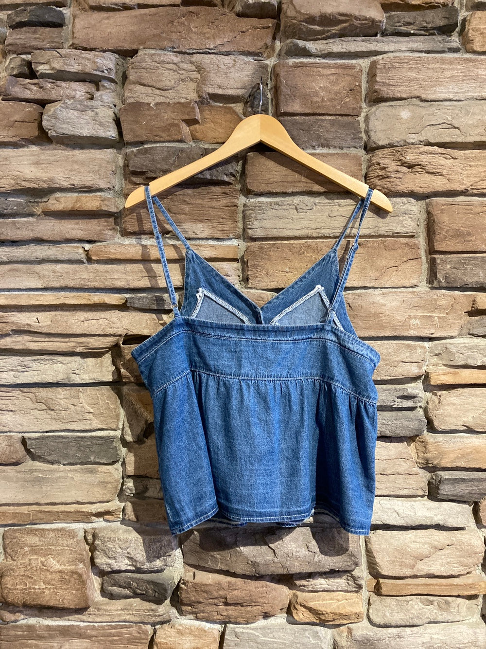 Button Front Denim Tank Top