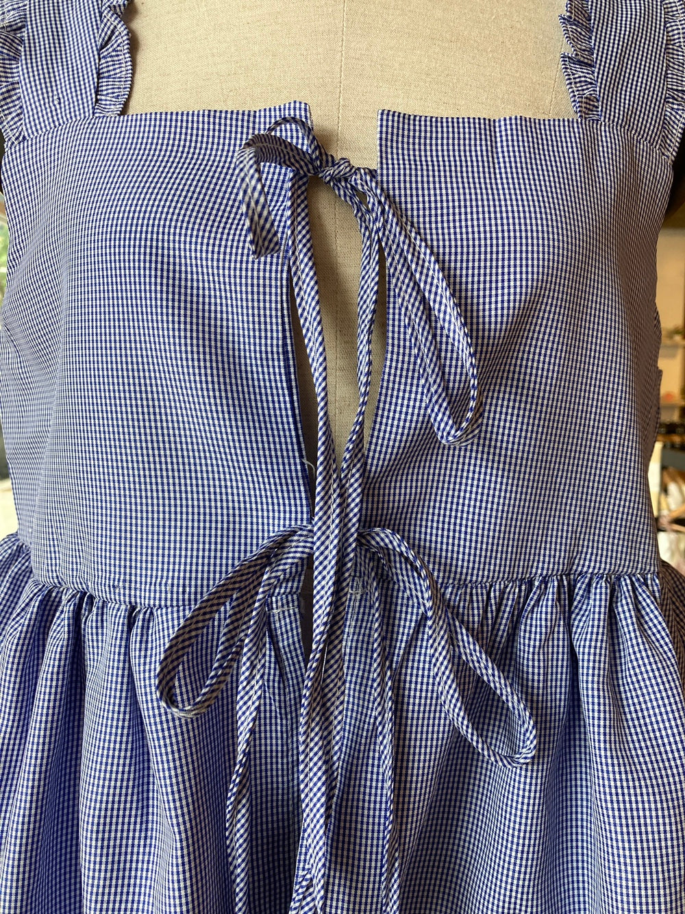 Gingham Tie Front Blouse