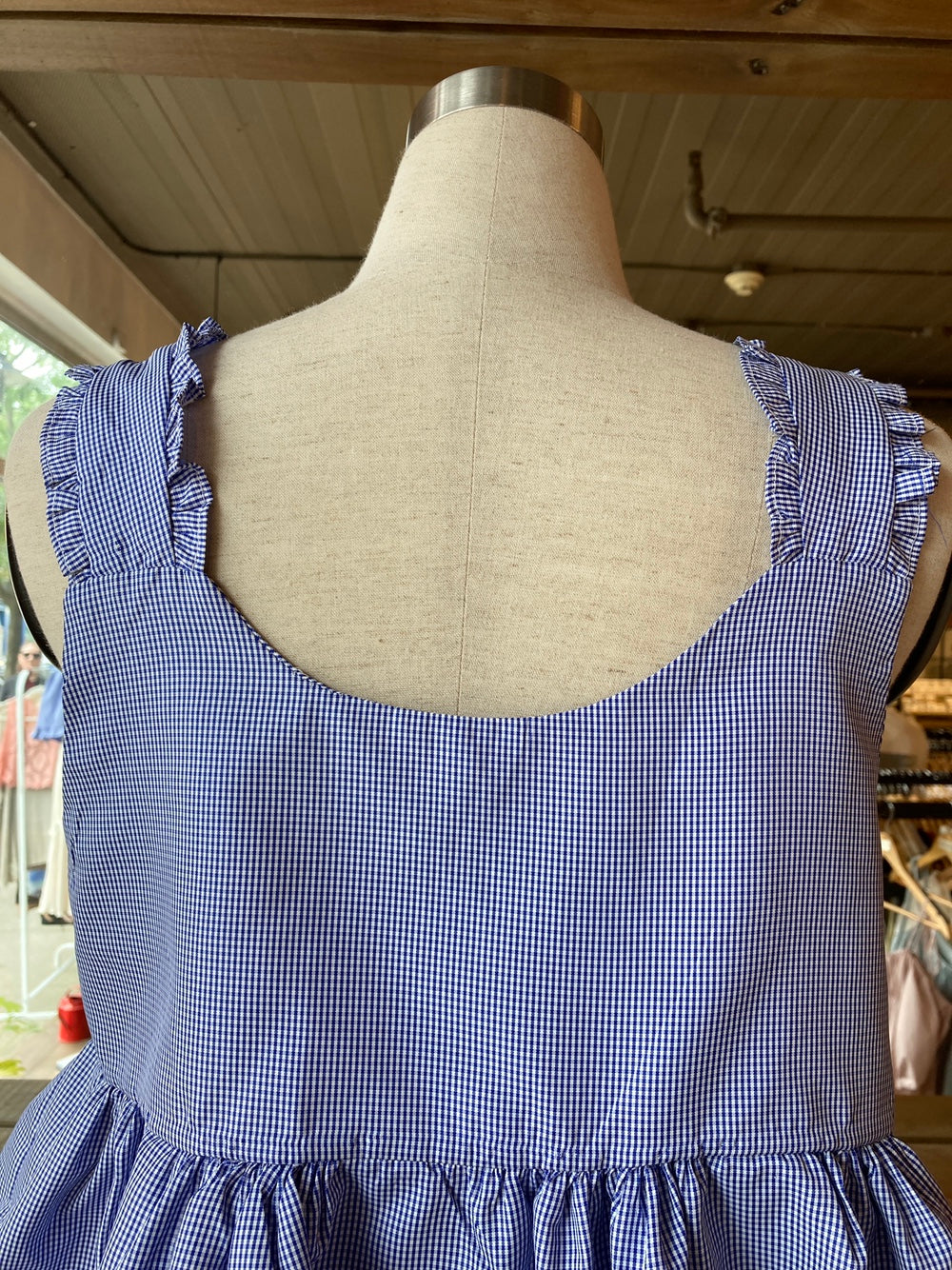 Gingham Tie Front Blouse