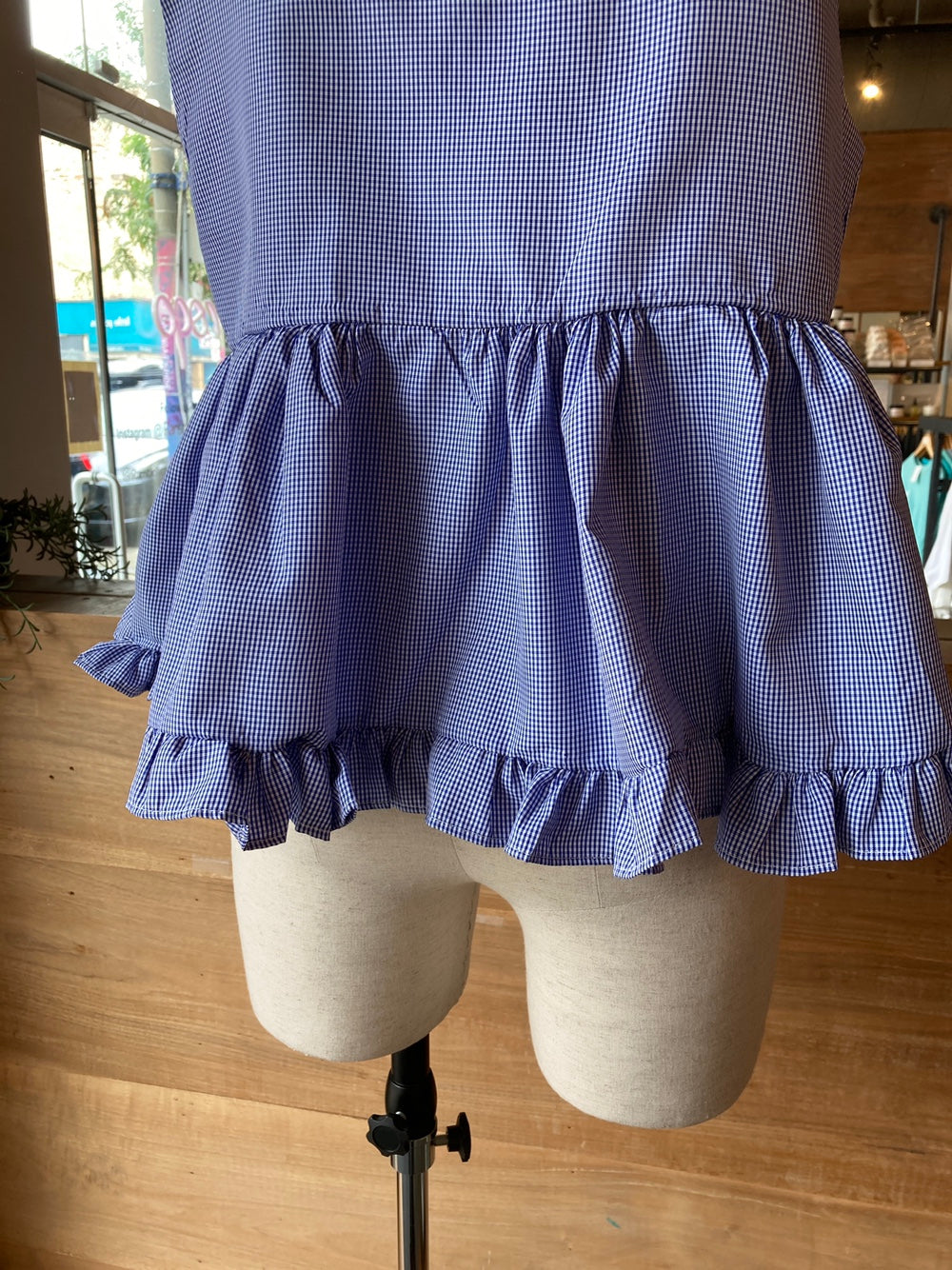 Gingham Tie Front Blouse