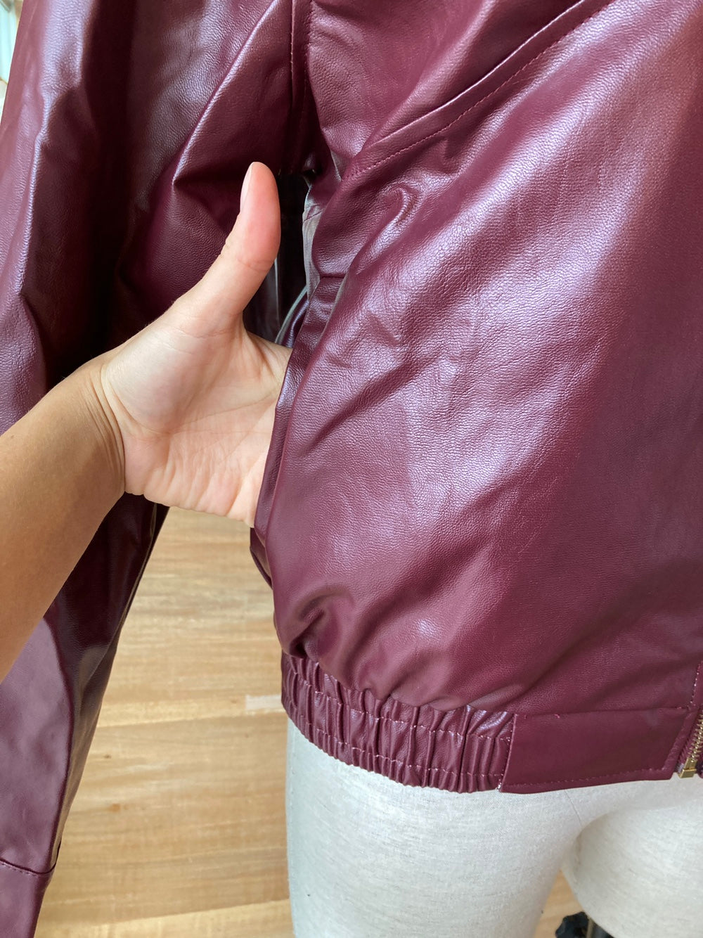 Vegan Leather Bomber Jacket