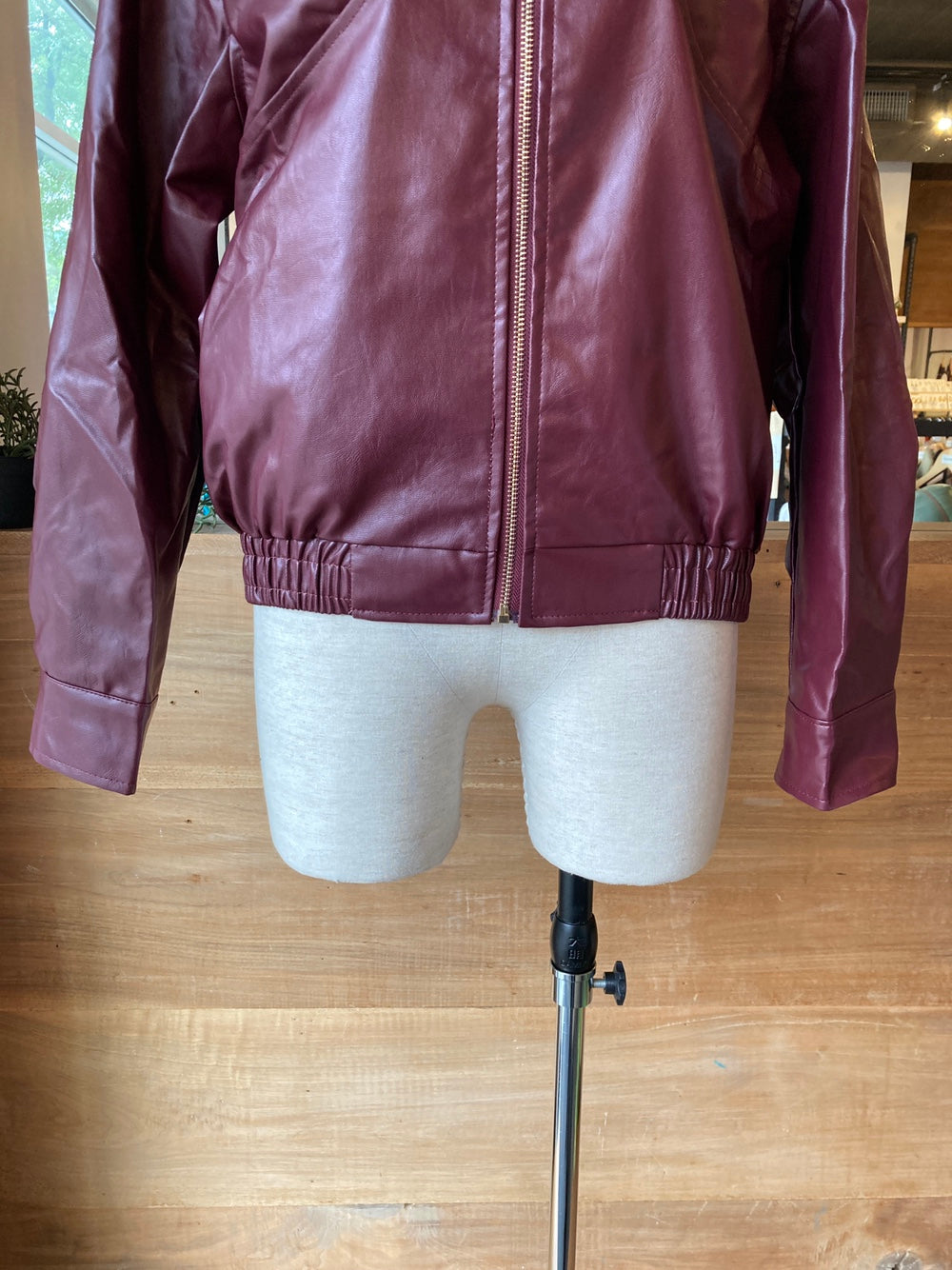 Vegan Leather Bomber Jacket