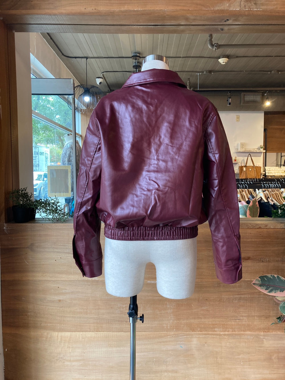 Vegan Leather Bomber Jacket