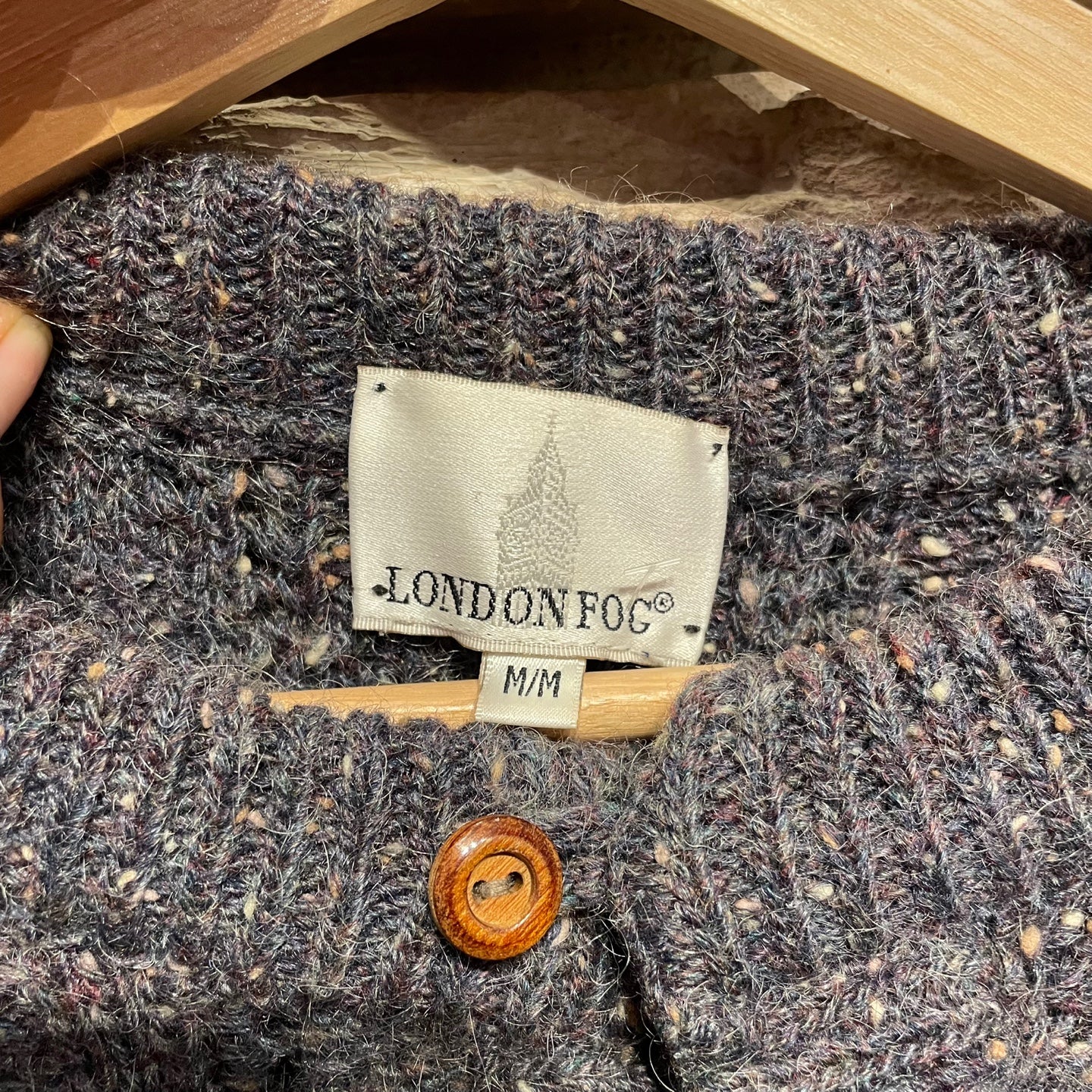 Vintage London Fog Grey Knit Sweater With Buttons