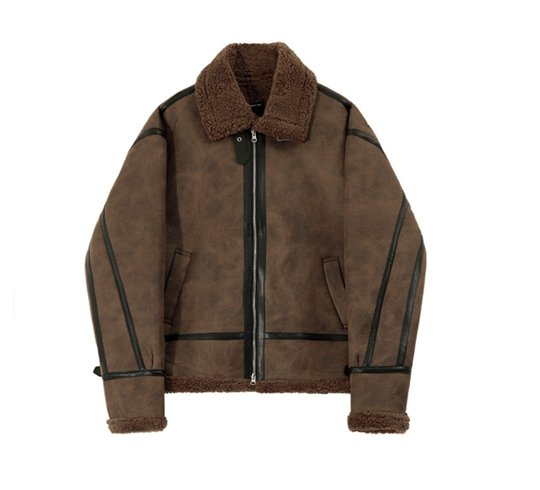 Men's Vegan Suede Sherpa Jacket