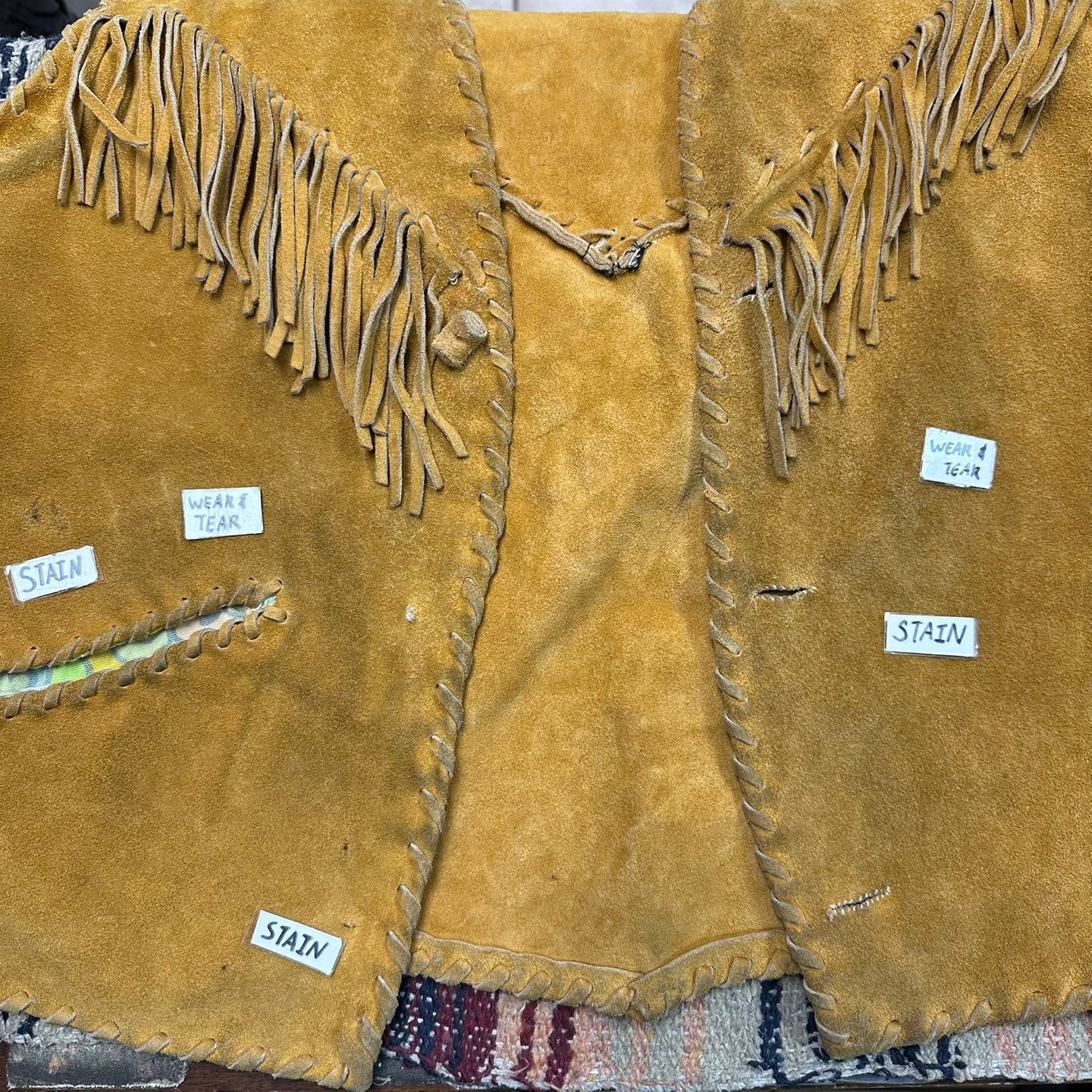Vintage Brown Leather Suede Fringe Vest